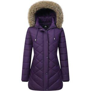 Women’s Long Warm Winter Coat Windproof Thickened Down Jacket with Fleece Lining